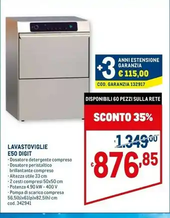 Metro Digit lavastoviglie e50 offerta