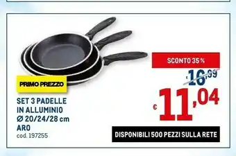 Metro Set 3 padelle in alluminio offerta