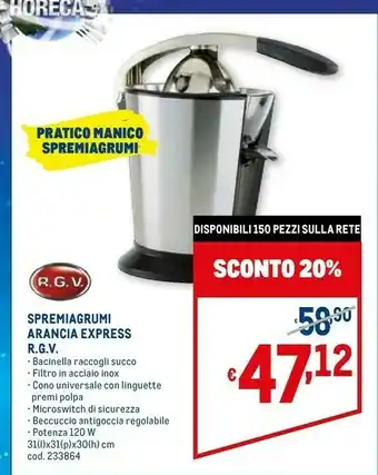Metro Rgv spremiagrumi arancia express offerta