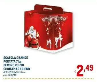 Metro Scatola grande portata 7 kg decoro rosso christmas friend offerta