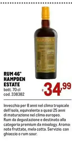 Metro Hampden estate rum 46 offerta