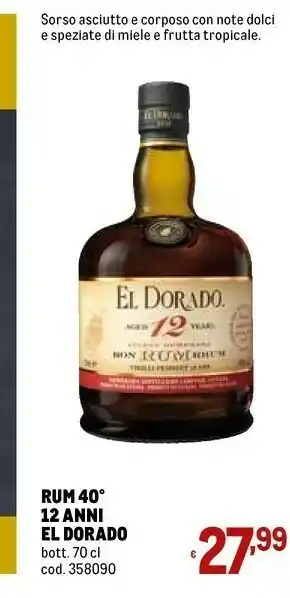 El dorado rum 40 12 anni 700 ml