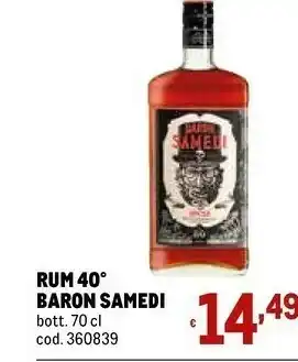 Metro Baron samedi rum offerta