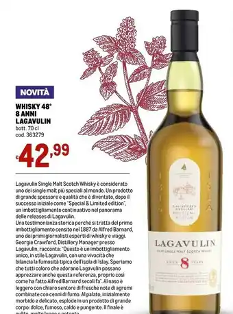 Metro Lagavulin whisky 48 8 anni offerta