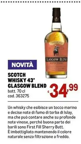 Metro Glasgow blend scotch whisky 43 offerta