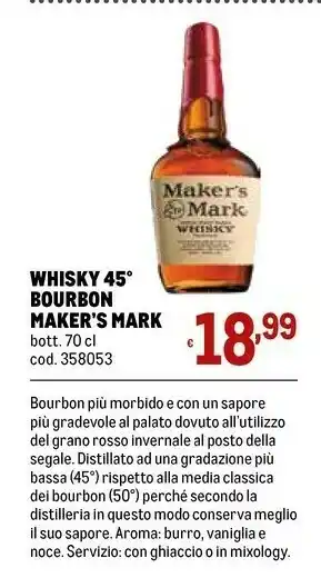 Metro Maker's mark whisky 45 bourbon offerta