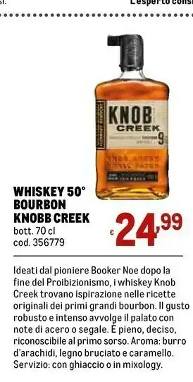 Metro Knobb creek whiskey 50 bourbon offerta