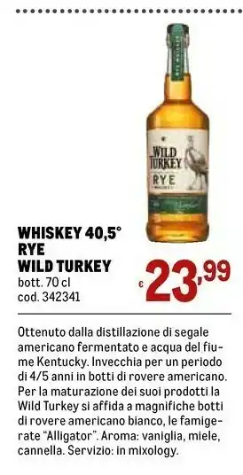 Metro Wild whisky 40.5 rye offerta