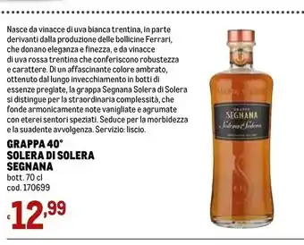 Metro Grappa 40 solera di solera offerta