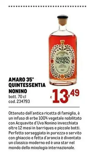 Metro Amaro 35 quintessentia offerta
