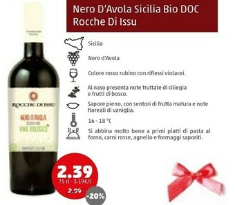 PENNY Rocche di issu nero d'avola sicilia bio doc offerta