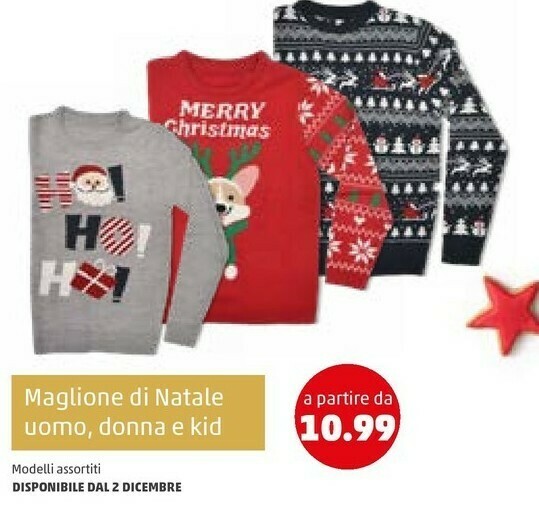 PENNY Maglione di natale uomo, donna e kid offerta