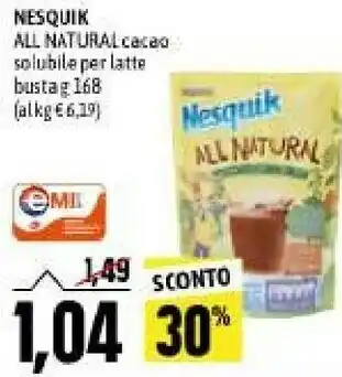 Emi Supermercati All natural cacao dall'africa occidentale con zucchero di canna grezzo 168 g(ml) offerta