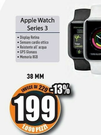 Unieuro Watch series 3 38 mm oled grigio gps (satellitare) offerta