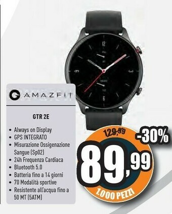 Unieuro Amazfit gtr 2e 3,53 cm (1.39") 46 mm amoled nero gps (satellitare) offerta