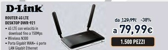 Unieuro D-link dwr-921/e router wireless fast ethernet 3g 4g nero, bianco offerta