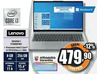 Unieuro Ideapad 3 81wb00tn ix offerta