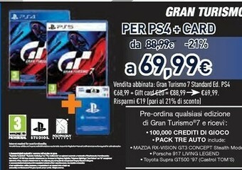 Unieuro Gran turismo 7 + gift card per ps4 offerta