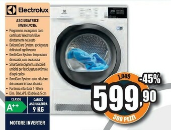 Unieuro Ew8hl92b4 asciugatrice libera installazione caricamento frontale bianco 9 kg a++ offerta