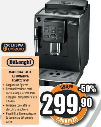 Unieuro Delonghi magnifica s ecam23120 superficie piana 1,8 l automatica offerta