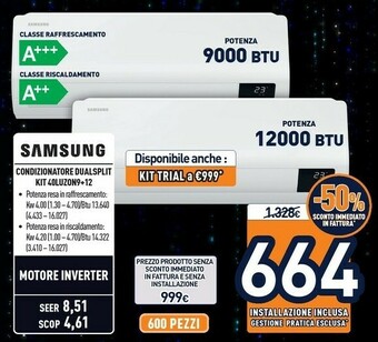 Unieuro Condizionatore dualsplit kit 40luzon9+12 offerta