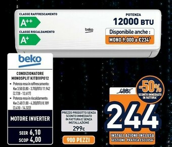 Unieuro Condizionatore monosplit kitbivp012 offerta