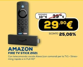Euronics Amazon fire tv stick full hd hdmi nero offerta