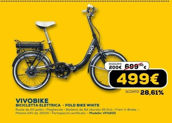 Euronics Vivobike bicicletta elettrica fold bike white offerta