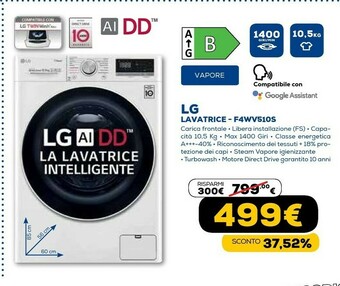 Euronics F4wv510s0e lavatrice caricamento frontale 10,5 kg 1360 giri/min b bianco offerta