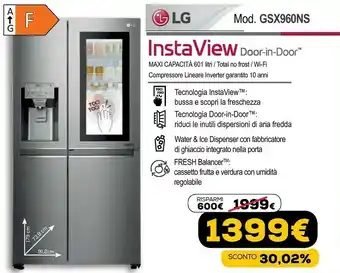 Euronics Gsx960nsvz frigorifero side-by-side libera installazione 668 l f acciaio inossidabile offerta