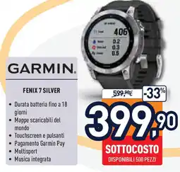 Unieuro GARMIN. FENIX 7 SILVER offerta
