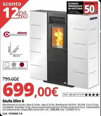 Brico Io Stove canadian stufa slim 6 offerta
