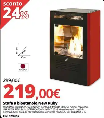 Brico Io Stufa a bioetanolo new ruby offerta