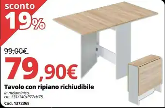 Tavolo con ripiano richiudibile