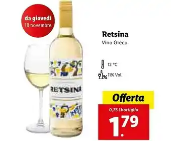 Lidl Retsina vino greco offerta