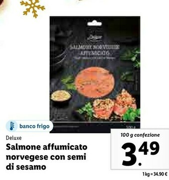 Lidl Deluxe salmone affumicato norvegese con semi di sesamo offerta