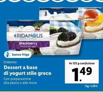 Lidl Dessert a base di yogurt stile greco offerta