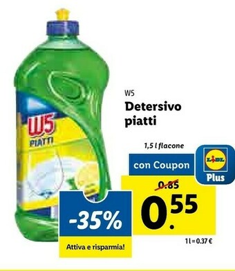 Lidl W5 detersivo piatti offerta