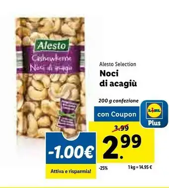 Lidl Mix di noci acagiù e arachidi 200 g(ml) offerta