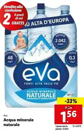 Lidl Ava acqua minerale naturale offerta