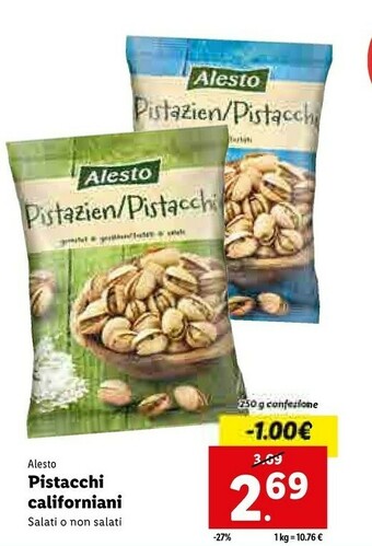Lidl Pistacchi californiani offerta