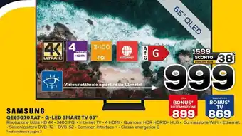 Euronics Samsung QE65Q70AAT Q-LED Smart TV 65" offerta