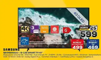 Euronics Samsung QE43Q60AAU Q-LED Smart TV 43" offerta