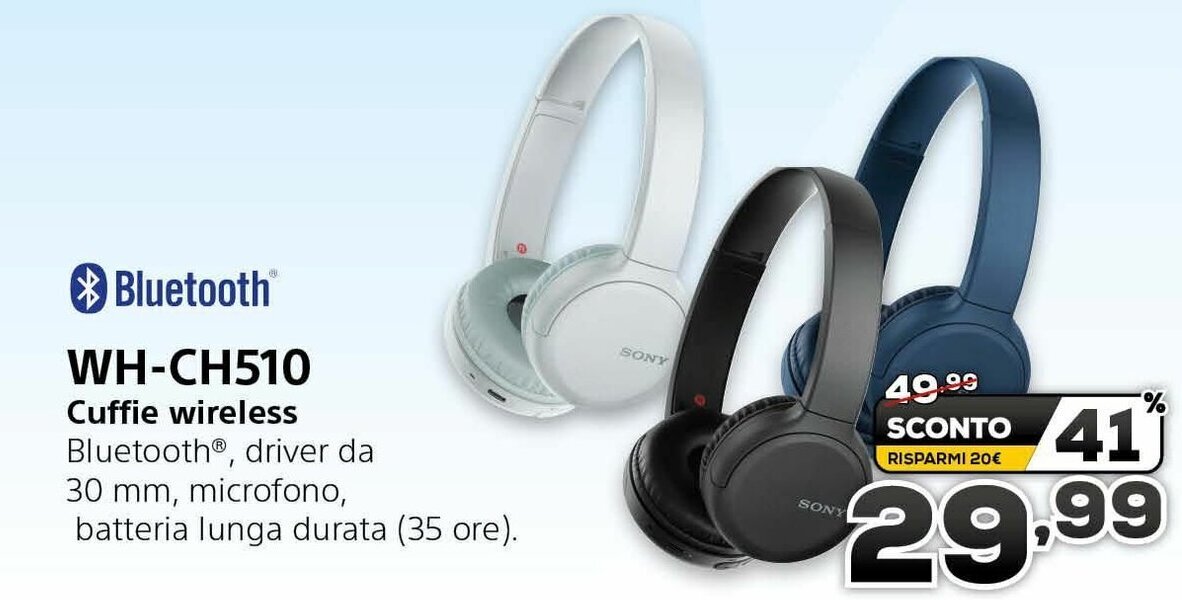 WH-CH510 Cuffie Wireless offerta di Euronics