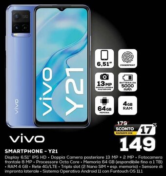 Euronics Vivo Smartphone - Y21 offerta