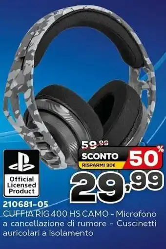 Euronics 210681-05 Cuffia Rig 400 HS Camo-Microfono offerta