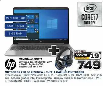 Euronics HP Notebook 250 G8 ZE9H7EA + Cuffia Gaming PSGT0006R offerta