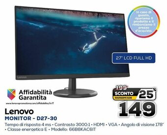 Euronics Lenovo Monitor-D27-30 offerta