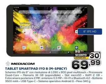 Euronics Mediacom Tablet Smartpad IYO 8 (M-SP8CY) offerta