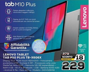 Euronics Lenovo Tablet Tab M10 Plus TB-X606X offerta